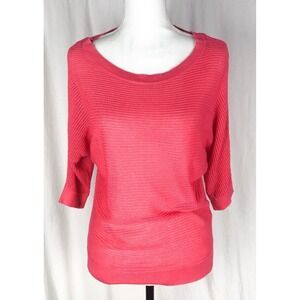 Express Sweater Eyelet Loose‎ Knitted Shirt Top Size M Pink Dolman Sleeve